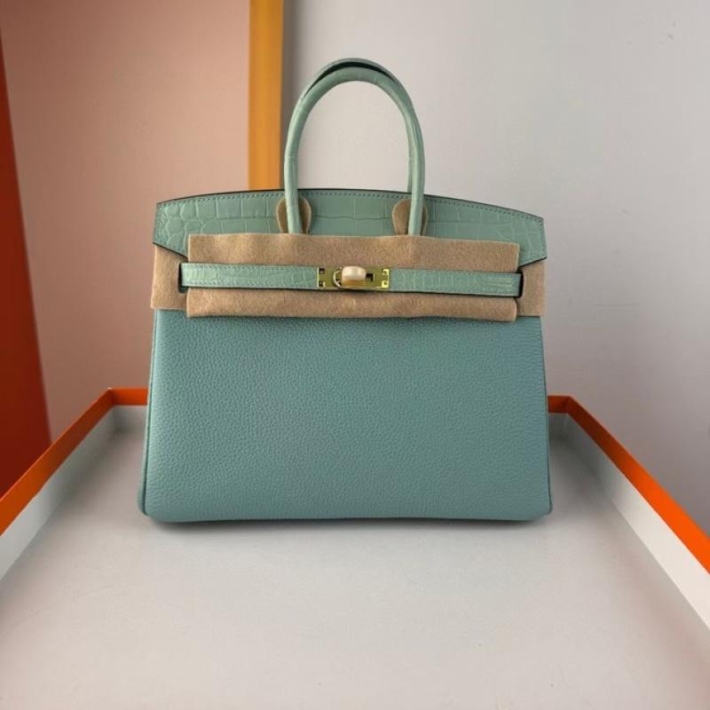 Hermes Birkin Bag togo Leather Nile Crocodile Mint Green