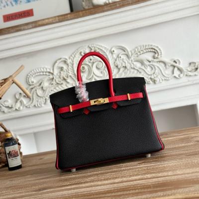 Hermes Birkin Bag Togo Leather Black Red