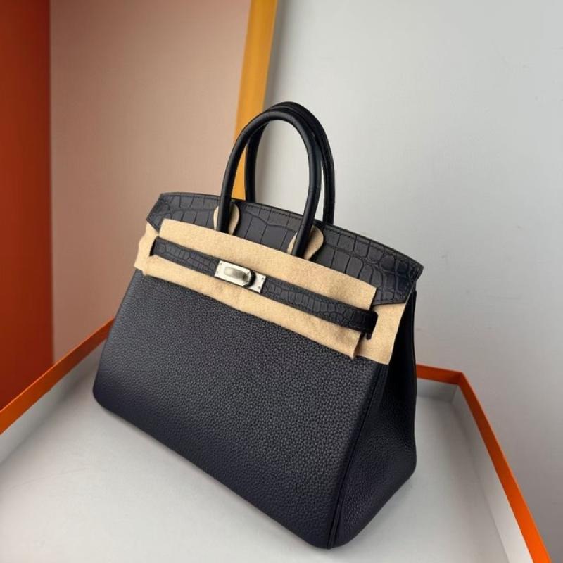 Hermes Birkin Bag togo Leather Nile Crocodile Navy Blue