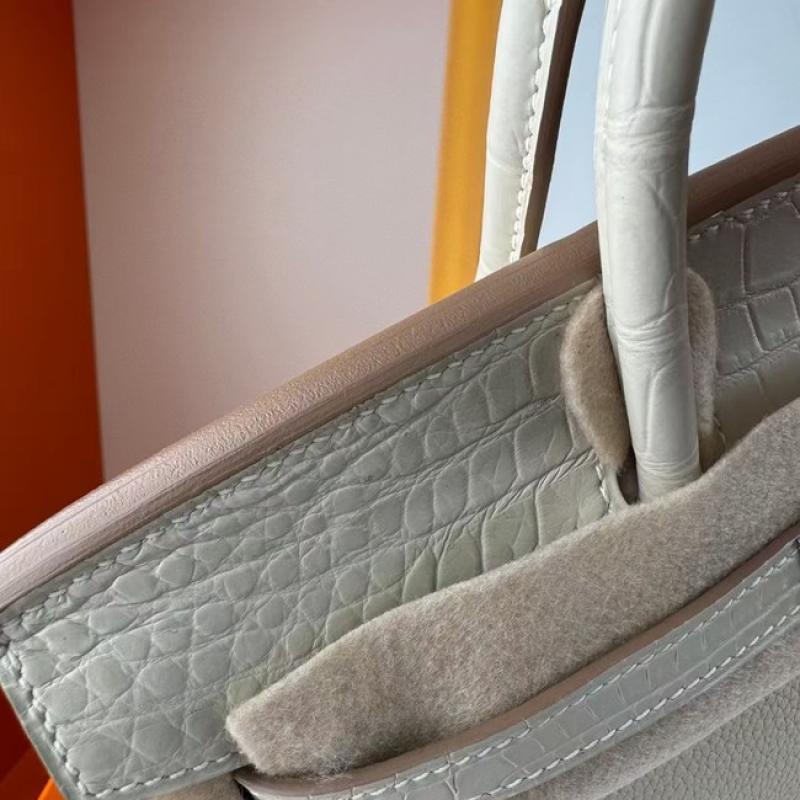 Hermes Birkin Bag togo Leather Nile Crocodile Off-White Cream