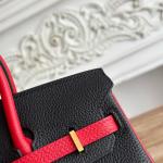 Hermes Birkin Bag Togo Leather Black Red