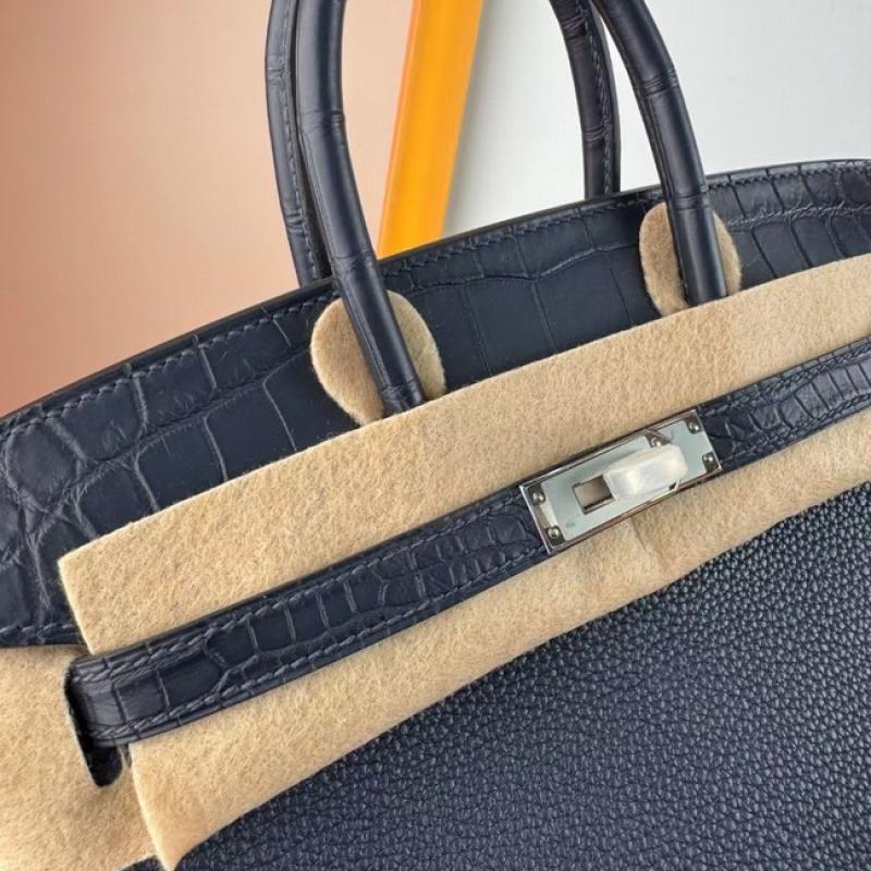 Hermes Birkin Bag togo Leather Nile Crocodile Navy Blue