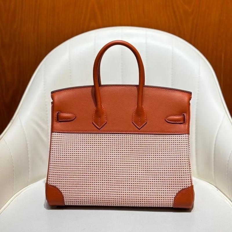 Hermes Birkin Bag togo Leather & Canvas Light Brown
