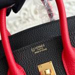 Hermes Birkin Bag Togo Leather Black Red