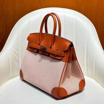 Hermes Birkin Bag togo Leather & Canvas Light Brown