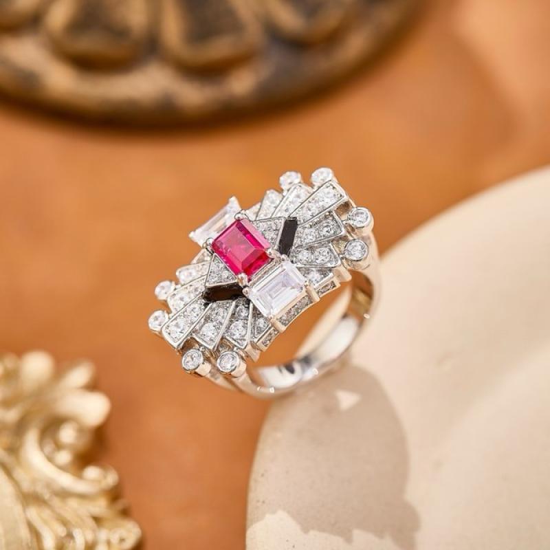 Cartier Necklace & Earring & Ring Ruby Red Accents