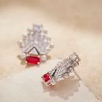 Cartier Necklace & Earring & Ring Ruby Red Accents